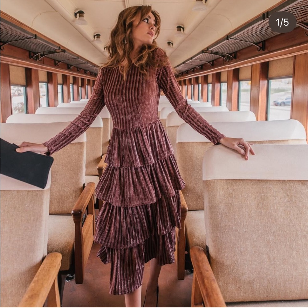 JessaKae Elegant Tiered Velvet Dress